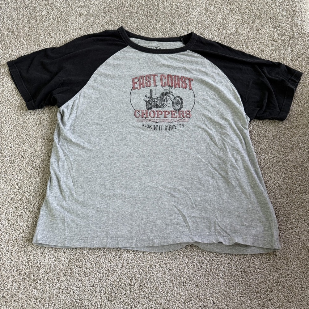 Arizona Jean Co Shirt Mens Large Gray East Coast Choppers Raglan Tee T-Shirt